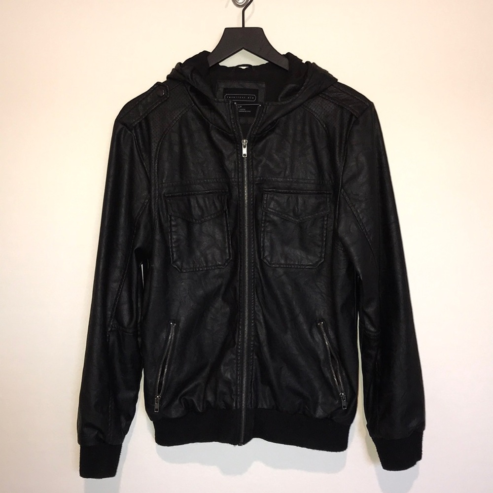 Realistic Leather Moto-Jacket with hood.
